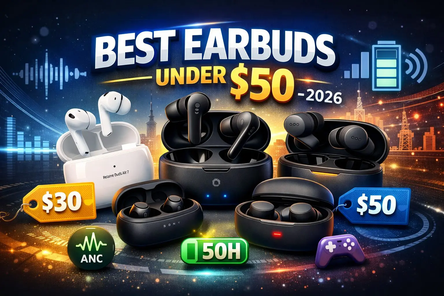 Best Earbuds Under $50 2026 – Soundcore, Realme, Sony, JBL wireless earbuds with ANC and long battery