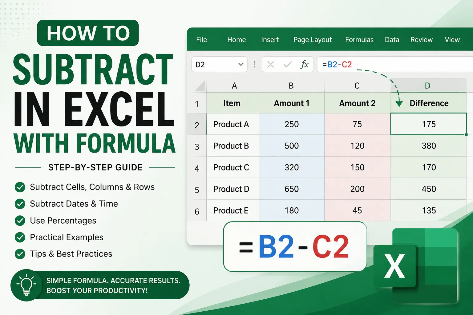 How to Subtract in Excel With Formula: A Complete Beginner’s Guide